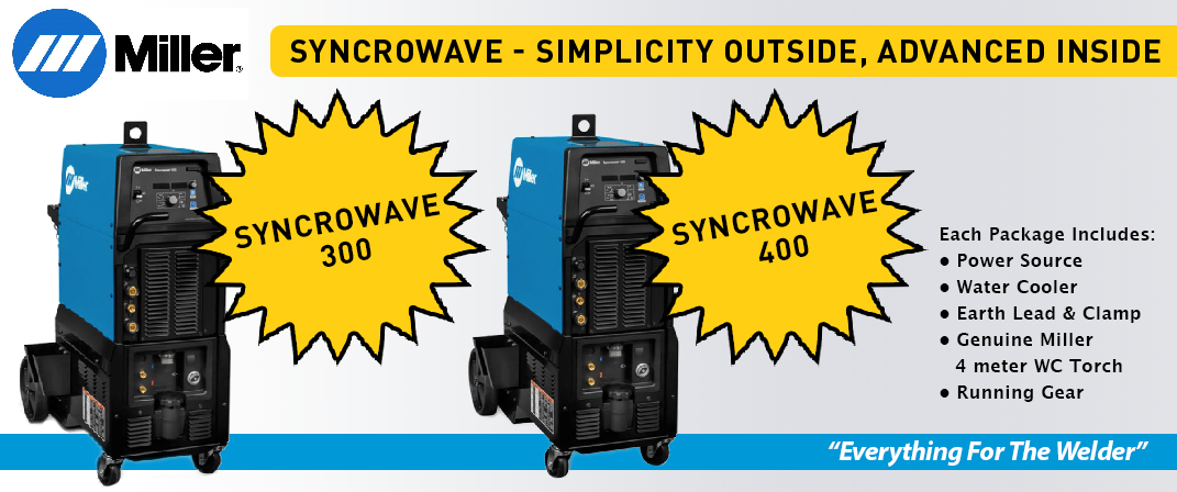 Banner showing Syncrowave welding machines